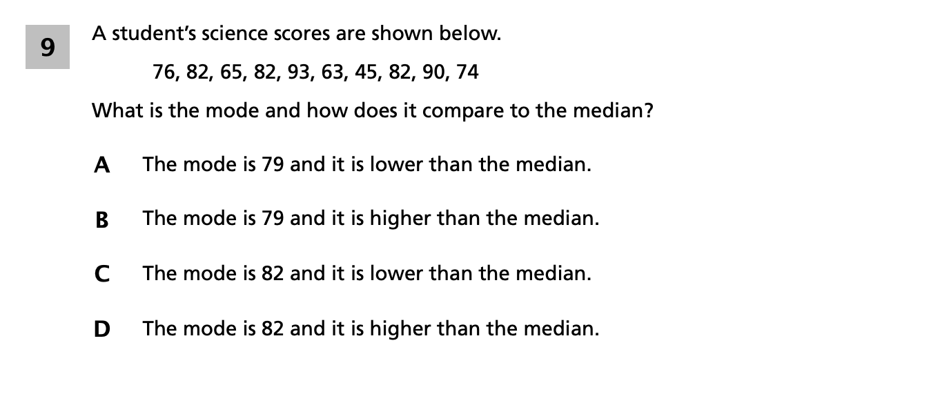 Original screenshot of question 9