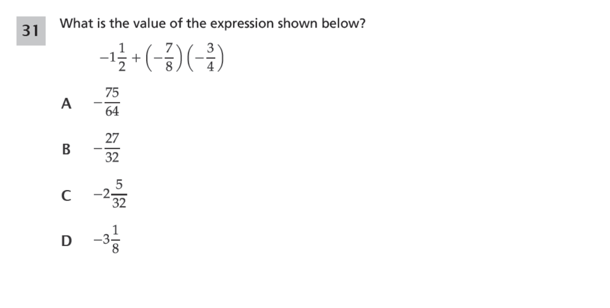 Original screenshot of question 31