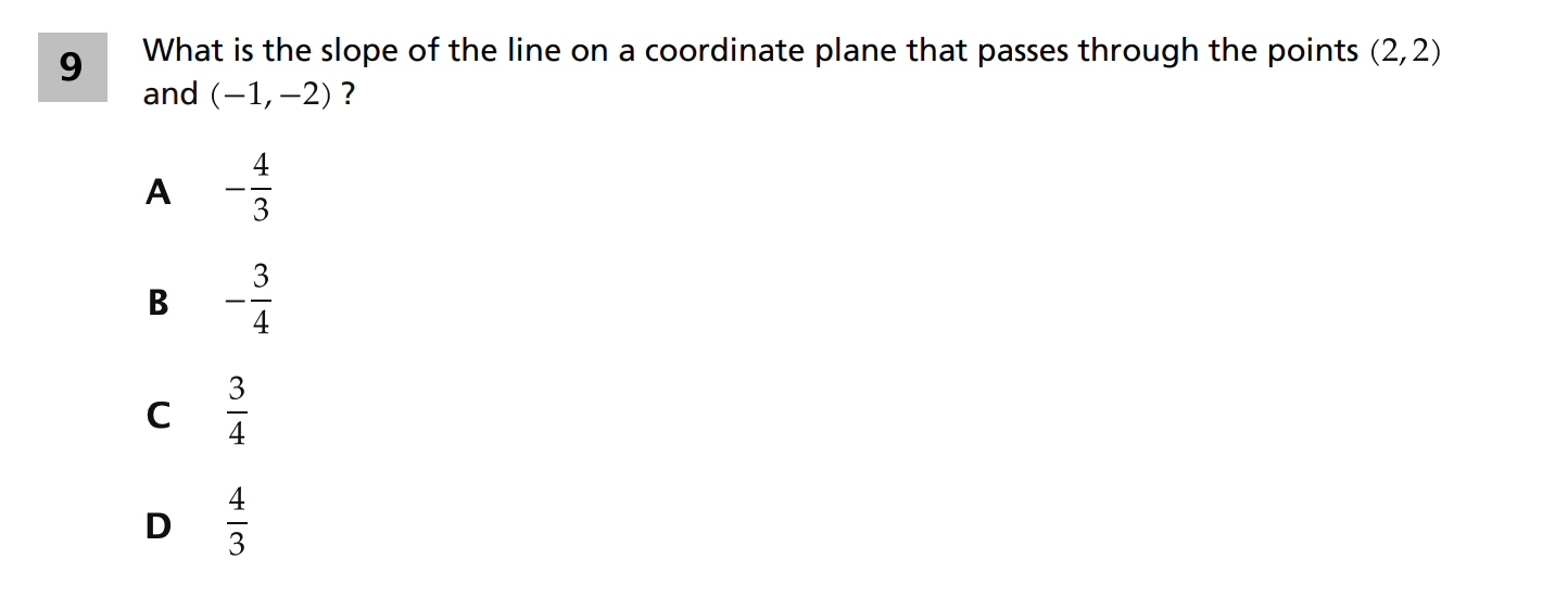 Original screenshot of question 9