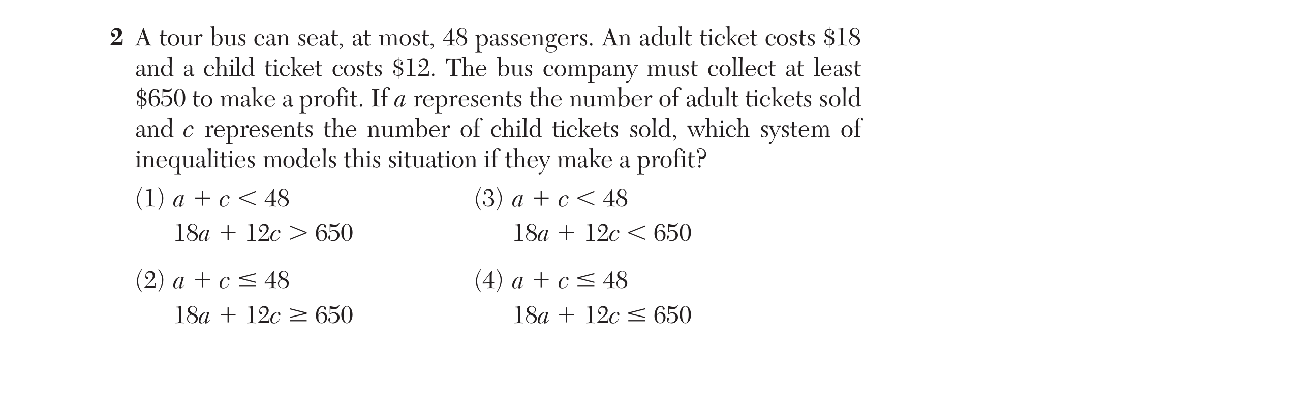 Regents June 2024 Question 2