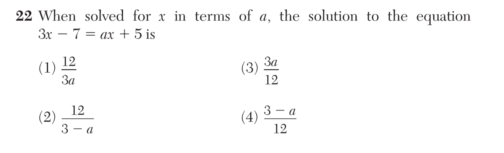 Regents June 2024 Question 22