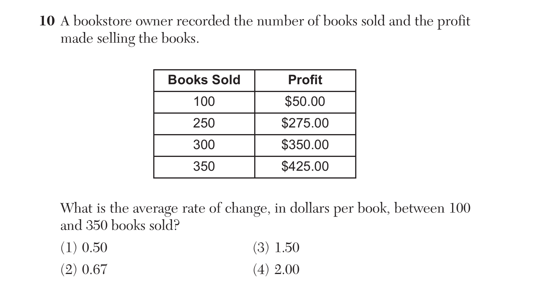 Regents August 2024 Question 10
