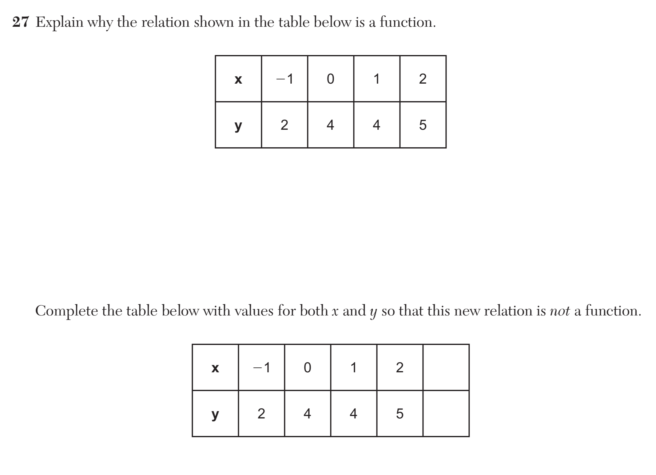 Original screenshot of question 27
