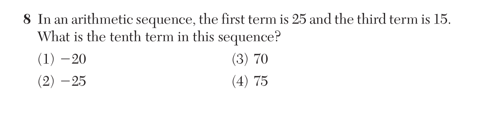 Regents January 2025 Question 8