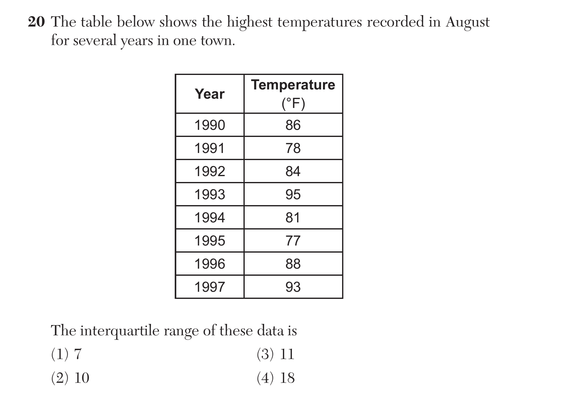 Regents January 2025 Question 20