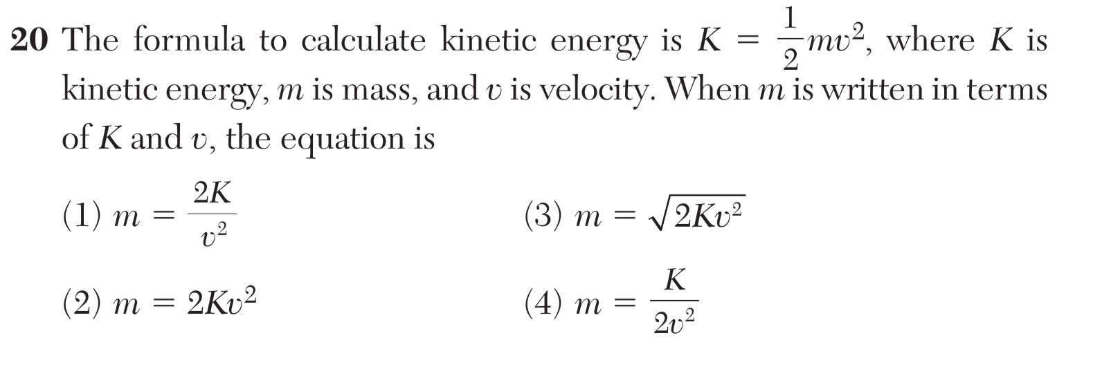 Regents June 2025 Question 20