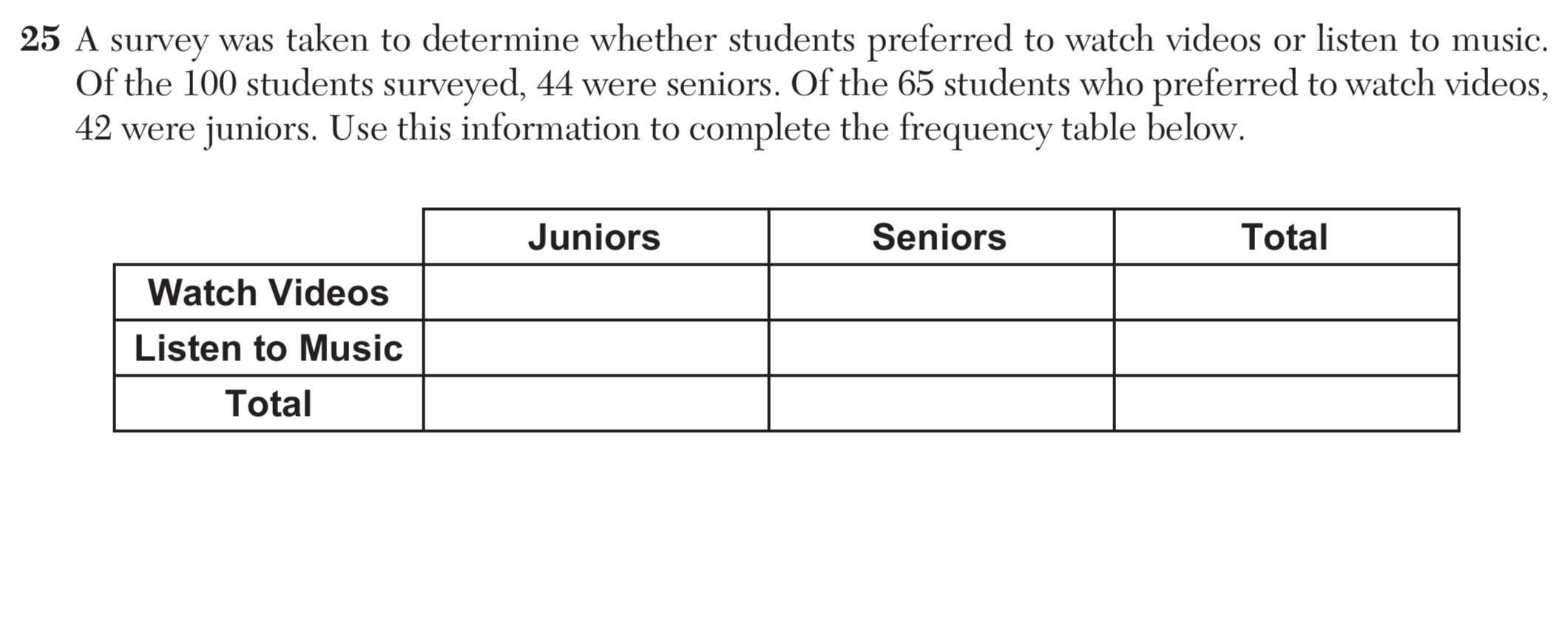Regents June 2025 Question 25