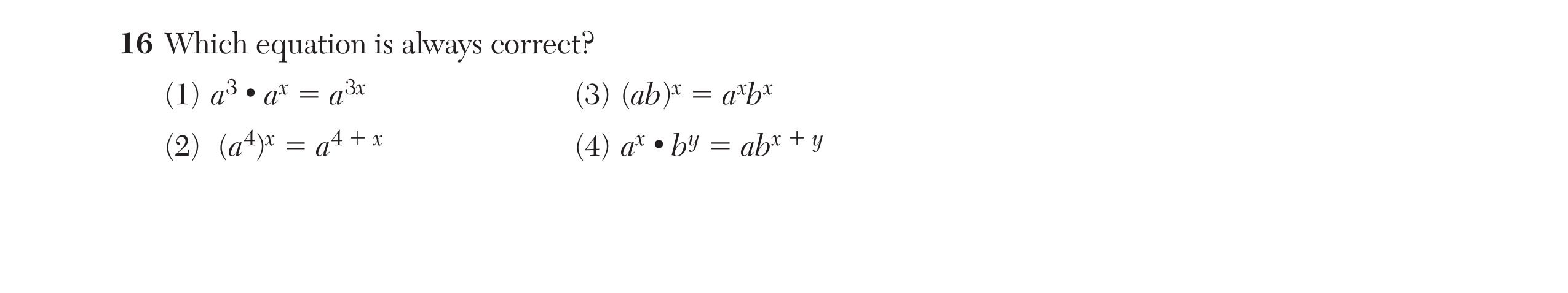 Regents August 2025 Question 16