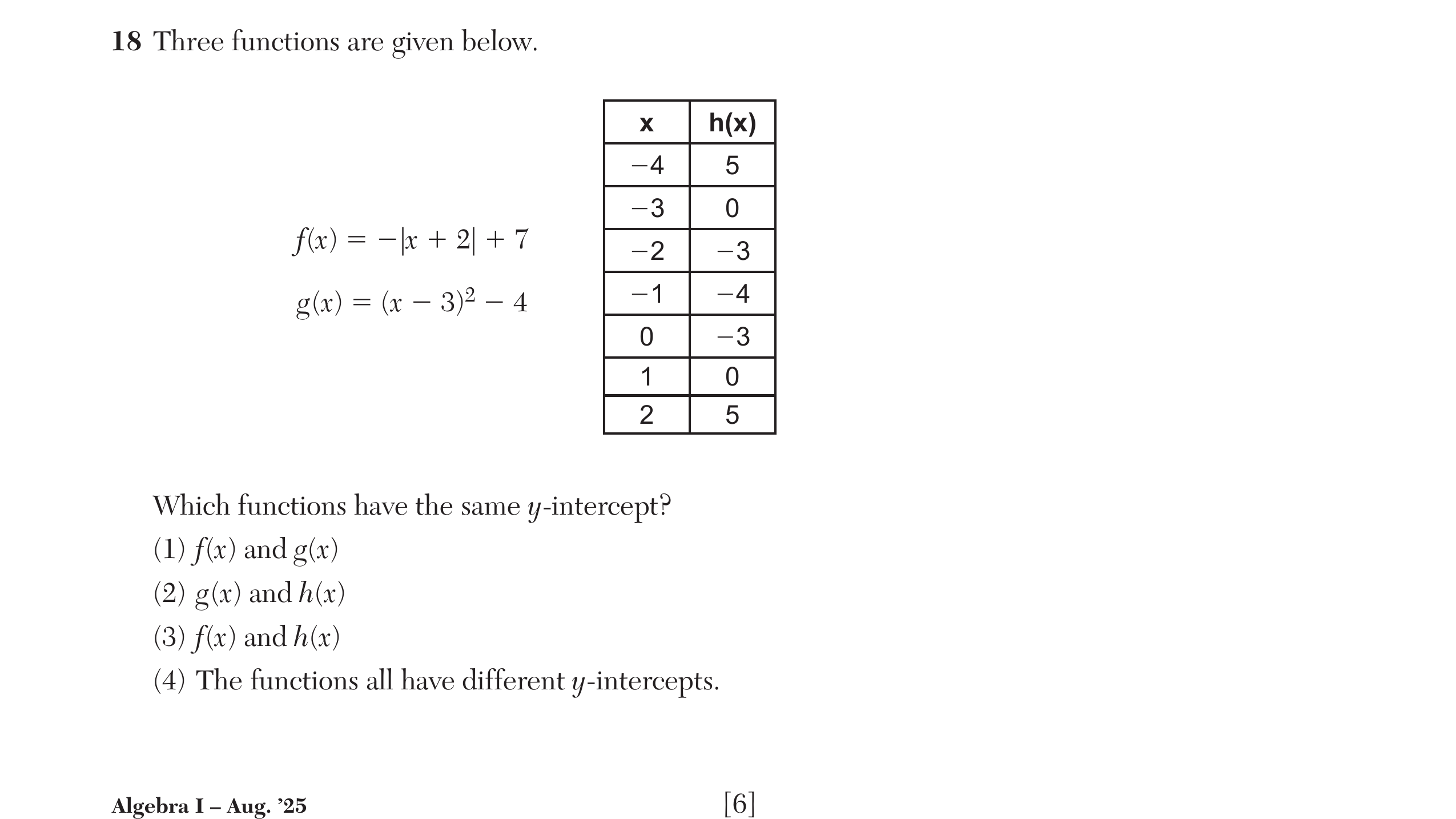 Regents August 2025 Question 18