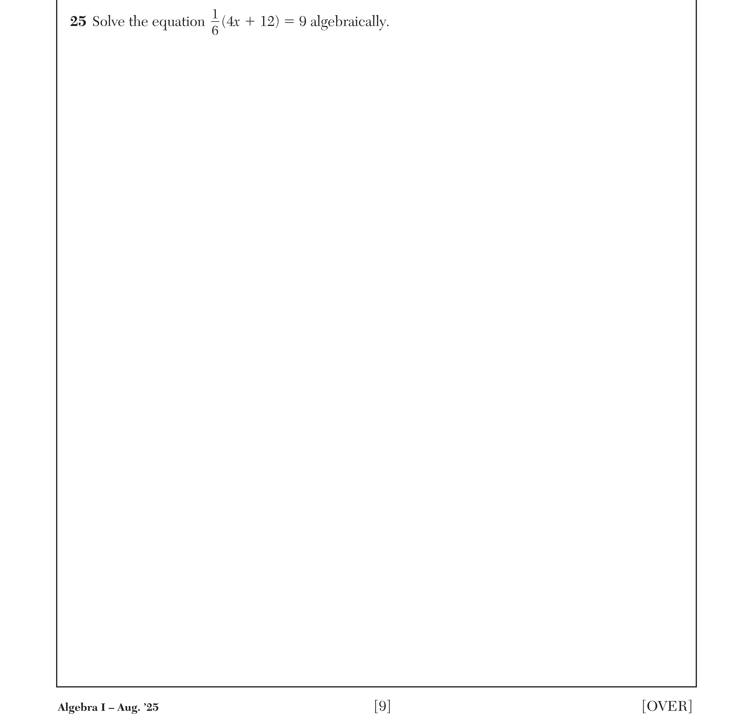 Regents August 2025 Question 25