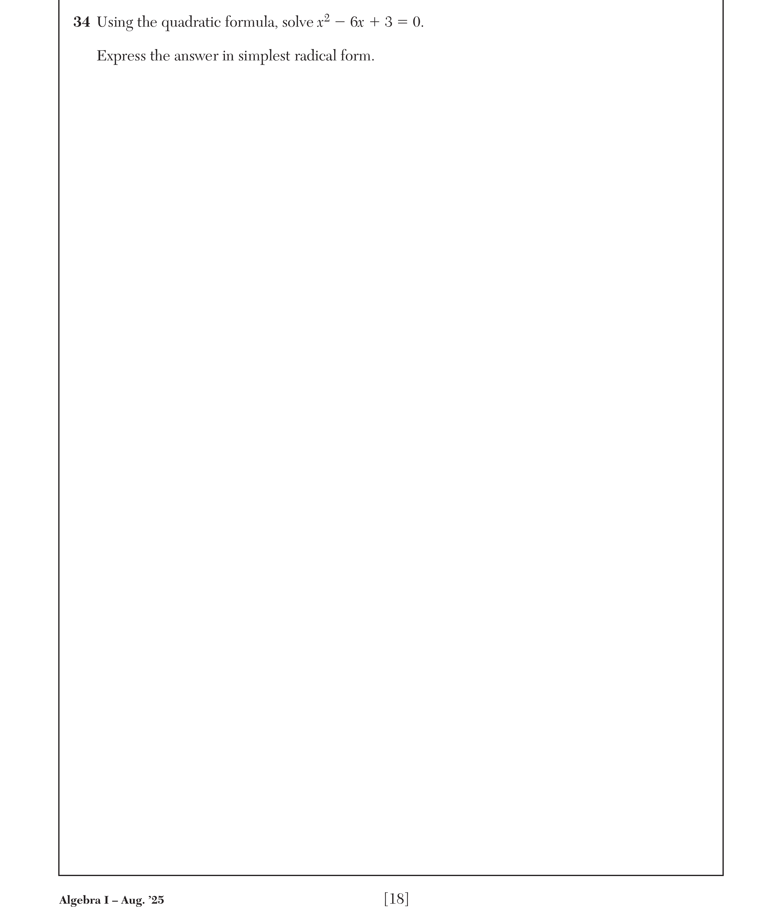 Regents August 2025 Question 34