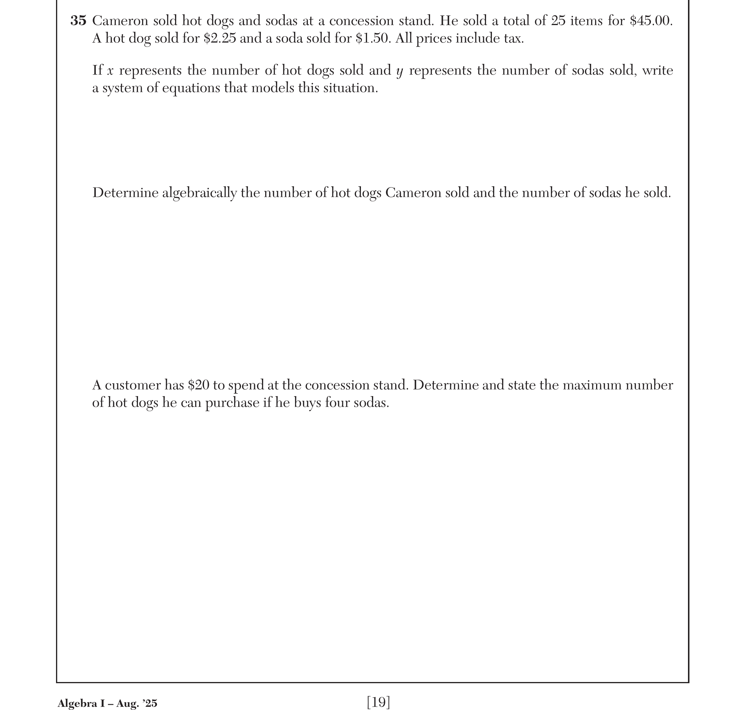 Regents August 2025 Question 35